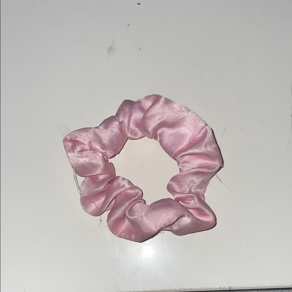 Elegant Pink Satin Scrunchie